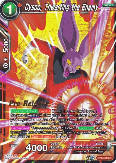 Dyspo, Thwarting the Enemy (BT14-019) [Cross Spirits Prerelease Promos] | Rock City Comics