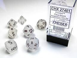 Chessex 7-Die set Frosted-Clear/ Black | Rock City Comics