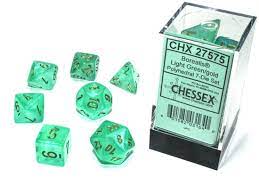 Chessex 7-Die set Light Green/ Gold | Rock City Comics