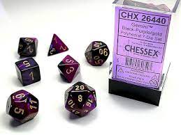Chessex 7-Die set Black-Purple/ Gold | Rock City Comics
