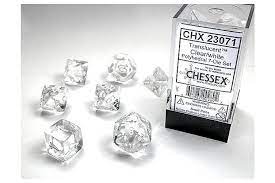 Chessex 7-Die set Clear/ White | Rock City Comics