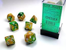 Chessex 7-Die set Gold-green/ White | Rock City Comics