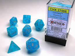 Chessex 7-Die set Sky/ Silver | Rock City Comics