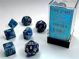 Chessex 7-Die set Teal/ Gold | Rock City Comics