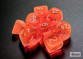 Chessex 7-Die set Neon Orange/ White | Rock City Comics