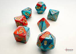 Chessex Mini 7-Die set Red-Teal/ Gold | Rock City Comics