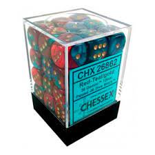 Chessex 36D6 Red-Teal/ Gold | Rock City Comics
