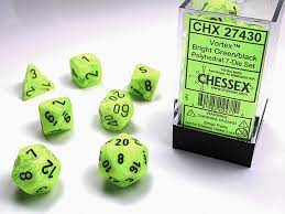 Chessex 7-Die set Bright Green/ Black | Rock City Comics