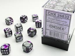 Chessex 36d6 Purple-Steel/ White | Rock City Comics