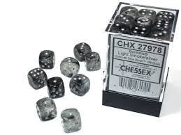 Chessex 36d6 Light Smoke/ Silver | Rock City Comics