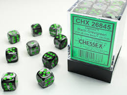 Chessex 36d6 Black-Grey/ Green | Rock City Comics