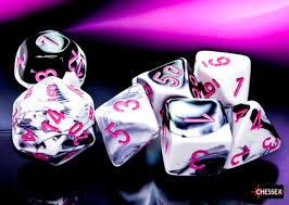 Chessex 7-Die set Black-White/ Pink | Rock City Comics