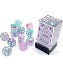 Chessex 36d6 Die set Gel Green-Pink/ Blue | Rock City Comics