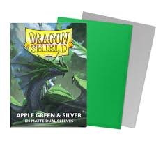 Dragon Shield Matte Dual Sleeves Apple Green & Silver 100 Count Sleeves | Rock City Comics