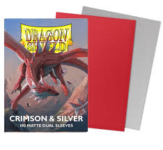 Dragon Shield Matte Dual Sleeves Crimson & Silver 100 Count Sleeves | Rock City Comics