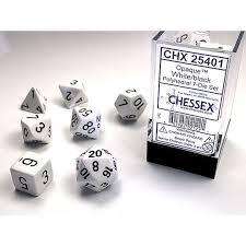 Chessex 7-Die set White/ Black | Rock City Comics