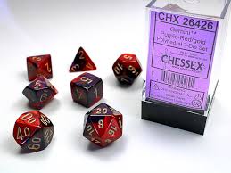 Chessex 7-Die set Purple-Red/ Gold | Rock City Comics