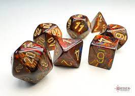 Mini Chessex 7-Die Set: Scarab-Blood/ Gold | Rock City Comics