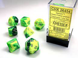 Chessex 7-Die set Green-Yellow/ Silver | Rock City Comics