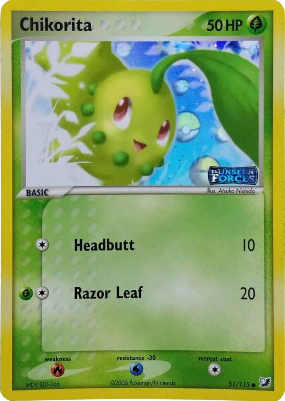 Chikorita (51/115) (Stamped) [EX: Unseen Forces] | Rock City Comics