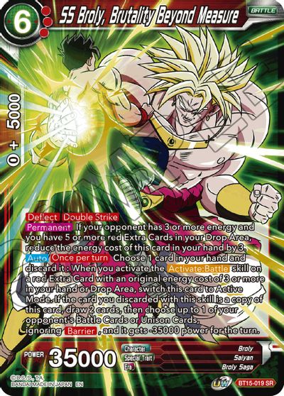 SS Broly, Brutality Beyond Measure (BT15-019) [Saiyan Showdown] | Rock City Comics