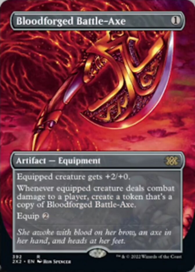 Bloodforged Battle-Axe (Borderless Alternate Art) [Double Masters 2022] | Rock City Comics