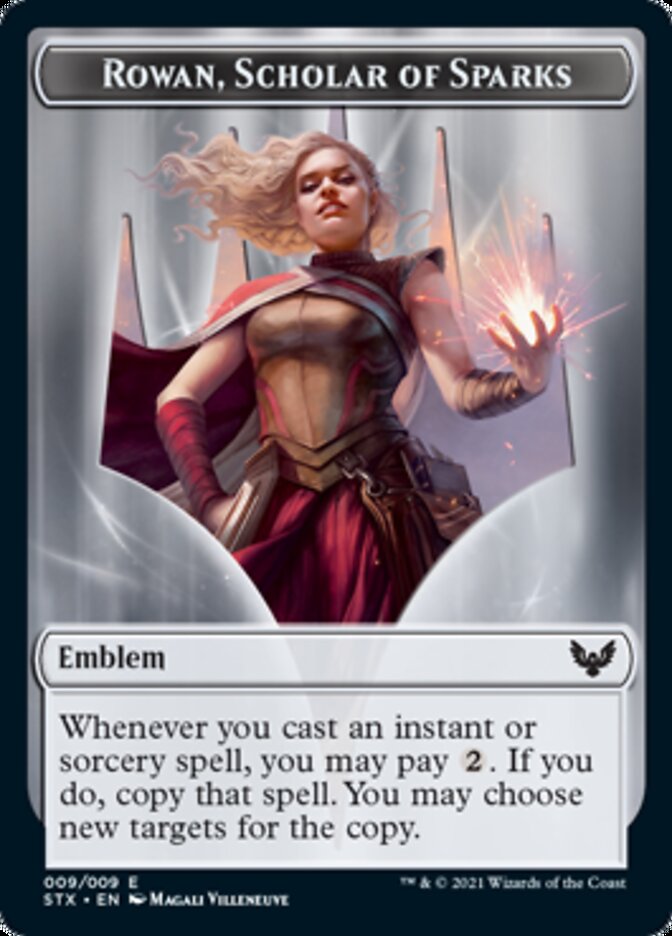 Fractal // Rowan, Scholar of Sparks Emblem Double-Sided Token [Strixhaven: School of Mages Tokens] | Rock City Comics