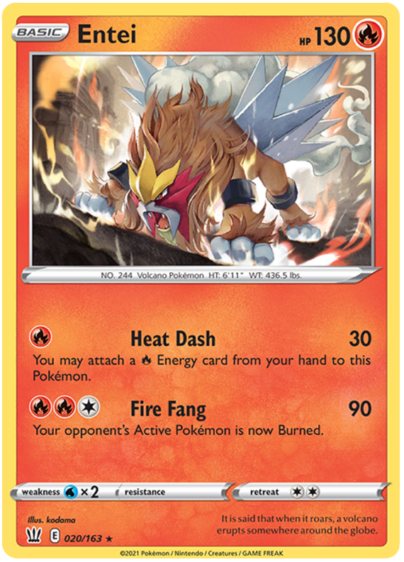 Entei (020/163) [Sword & Shield: Battle Styles] | Rock City Comics