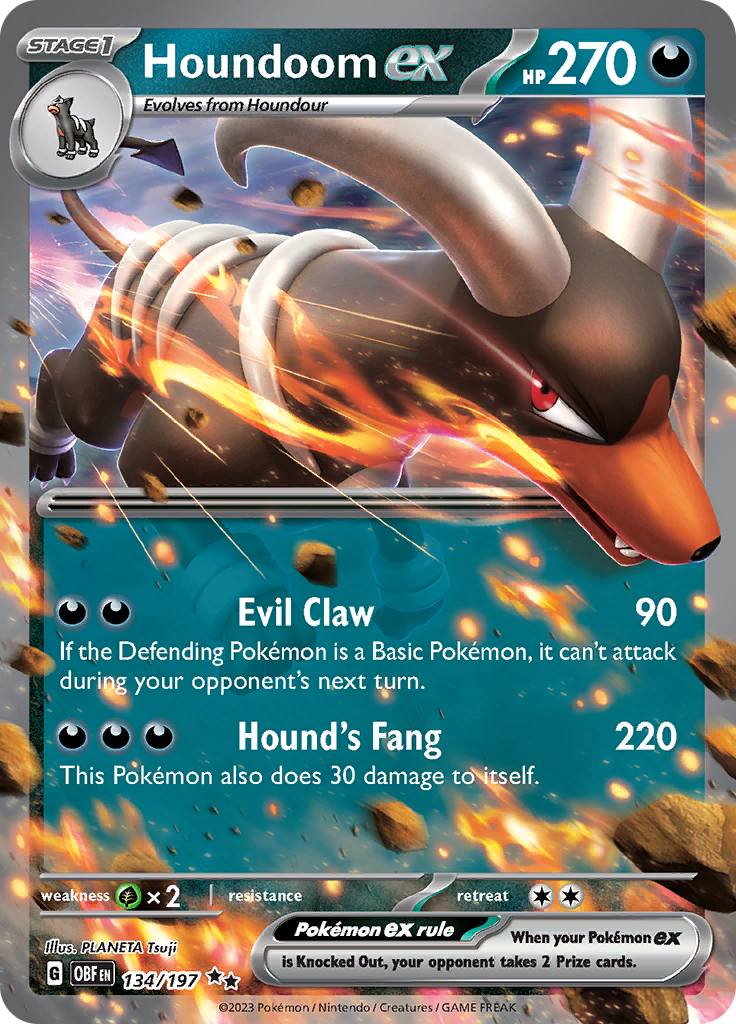 Houndoom ex (134/197) [Scarlet & Violet: Obsidian Flames] | Rock City Comics