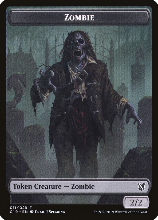 Zombie (010) // Zombie (011) Double-Sided Token [Commander 2019 Tokens] | Rock City Comics