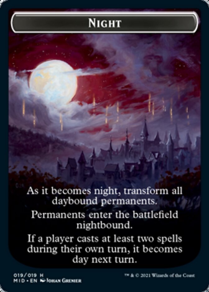 Day // Night Double-Sided Token [Innistrad: Midnight Hunt Tokens] | Rock City Comics