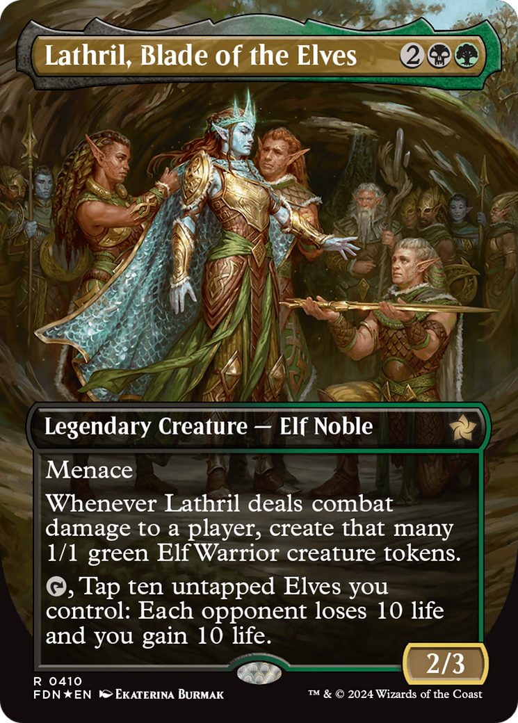 Lathril, Blade of the Elves (Borderless) (Mana Foil) [Foundations] | Rock City Comics