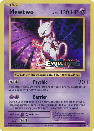 Mewtwo (51/108) (XY Evolutions Staff Prerelease) [XY: Black Star Promos] | Rock City Comics