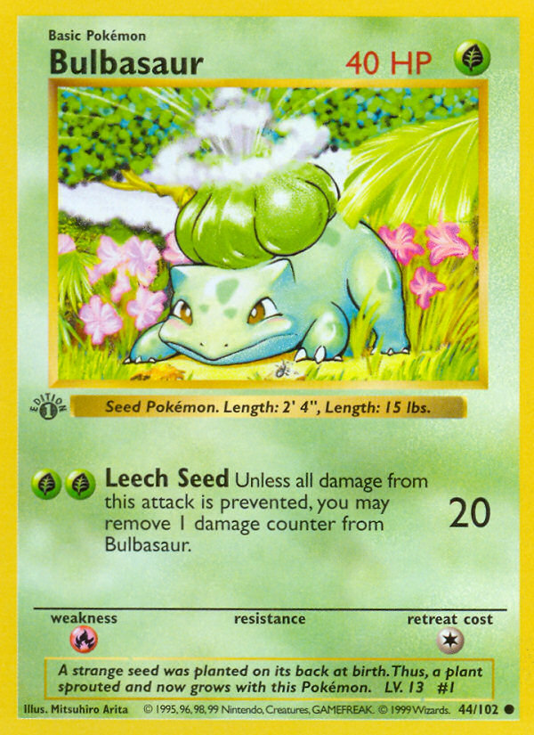Bulbasaur (44/102) (Shadowless) [Base Set 1st Edition] | Rock City Comics