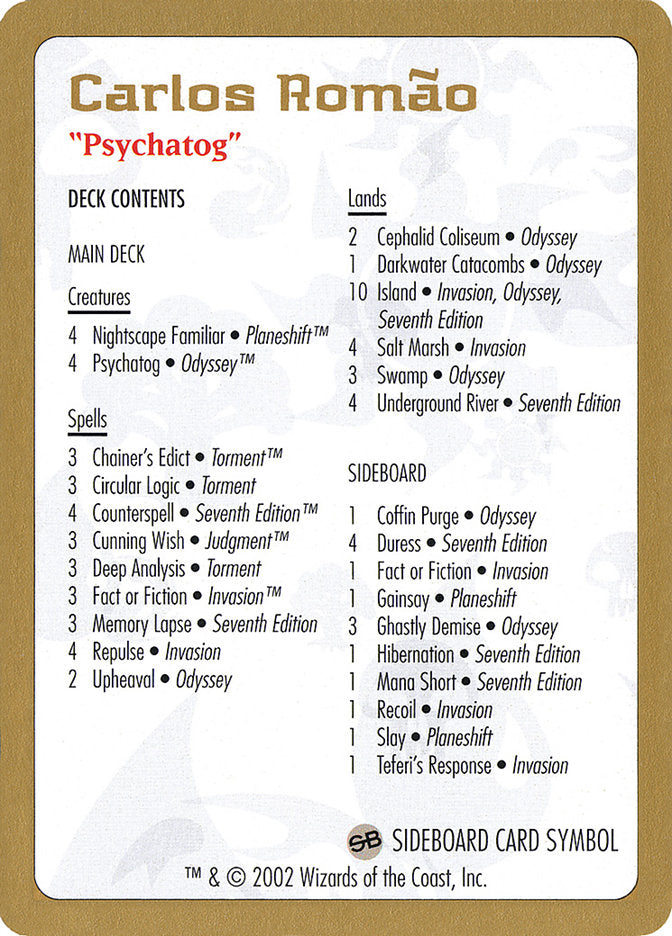 Carlos Romao Decklist [World Championship Decks 2002] | Rock City Comics
