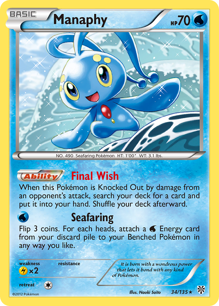 Manaphy (34/135) [Black & White: Plasma Storm] | Rock City Comics