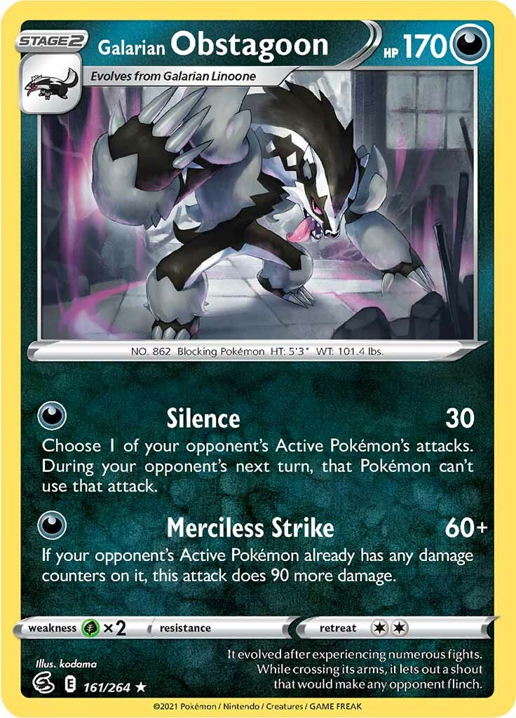 Galarian Obstagoon (161/264) [Sword & Shield: Fusion Strike] | Rock City Comics