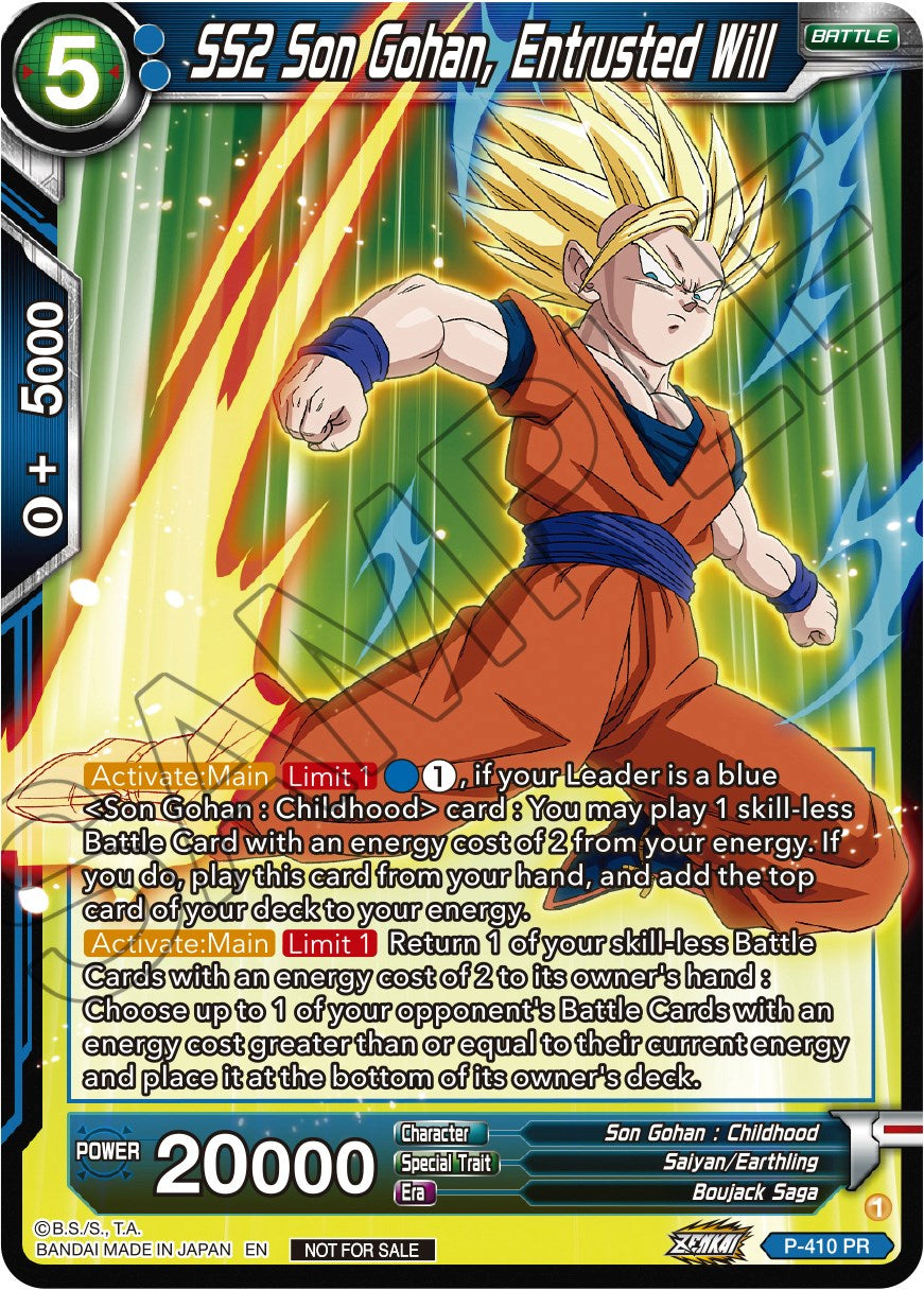 SS2 Son Gohan, Entrusted Will (Zenkai Series Tournament Pack Vol.1) (P-410) [Tournament Promotion Cards] | Rock City Comics