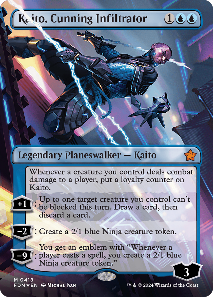 Kaito, Cunning Infiltrator (Borderless) (Mana Foil) [Foundations] | Rock City Comics