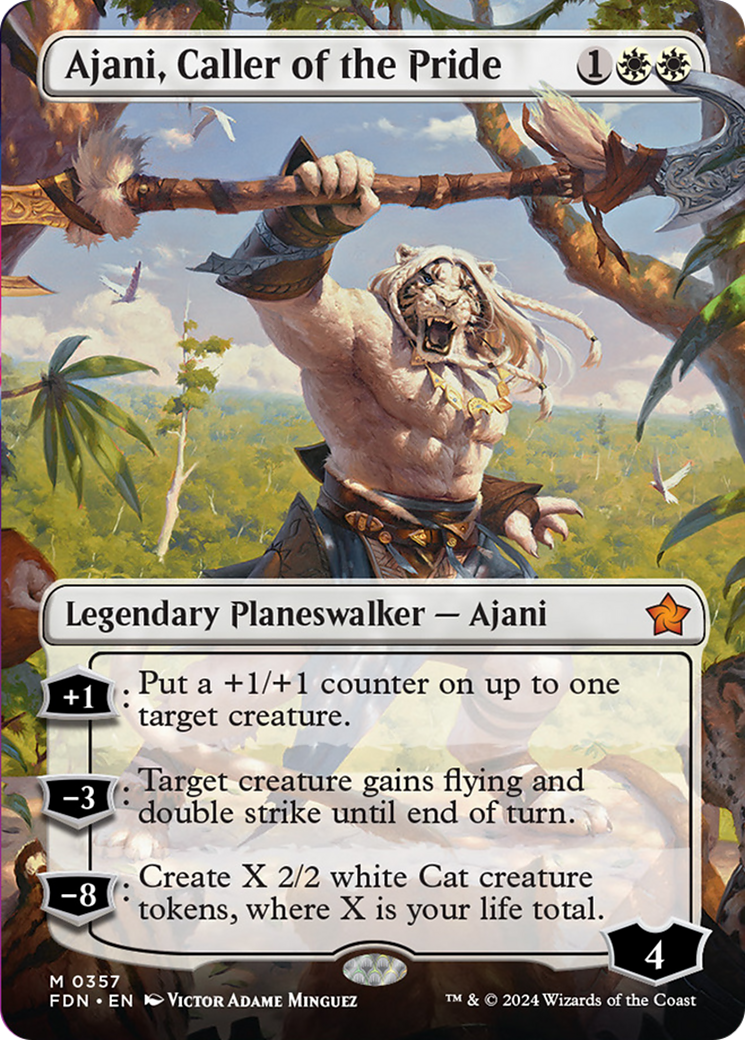 Ajani, Caller of the Pride (Borderless) [Foundations] | Rock City Comics