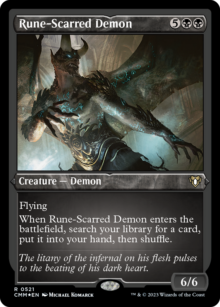 Rune-Scarred Demon (Foil Etched) [Commander Masters] | Rock City Comics