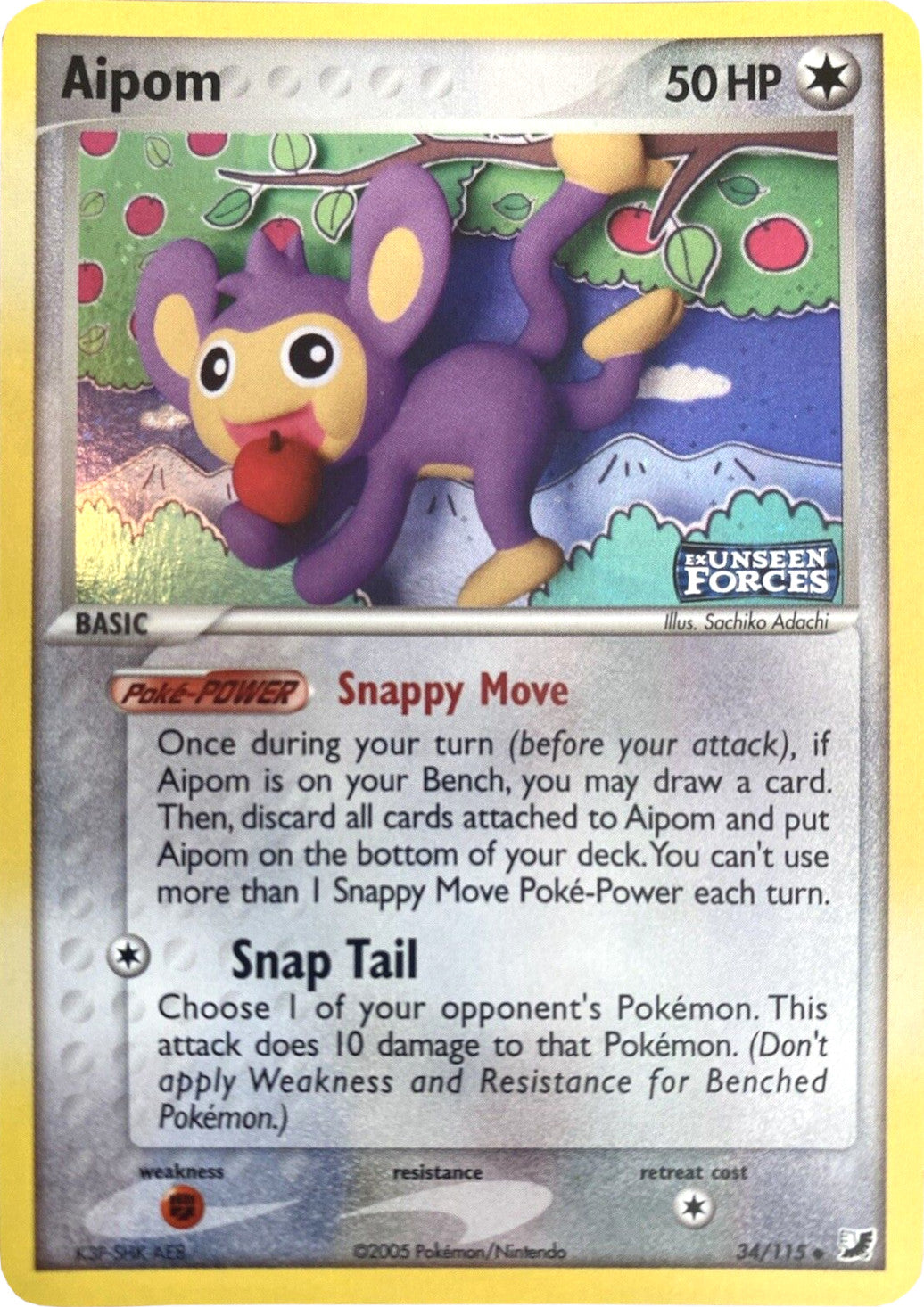 Aipom (34/115) (Stamped) [EX: Unseen Forces] | Rock City Comics