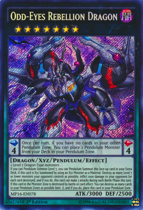 Odd-Eyes Rebellion Dragon [MP16-EN078] Secret Rare | Rock City Comics