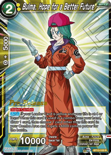 Bulma, Hope for a Better Future (BT13-105) [Supreme Rivalry Prerelease Promos] | Rock City Comics