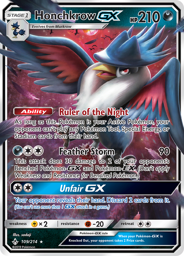 Honchkrow GX (109/214) [Sun & Moon: Unbroken Bonds] | Rock City Comics