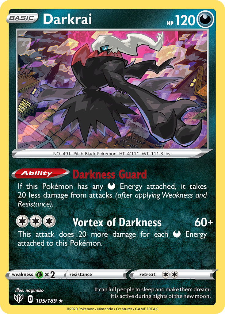 Darkrai (105/189) (Cosmos Holo) [Sword & Shield: Darkness Ablaze] | Rock City Comics