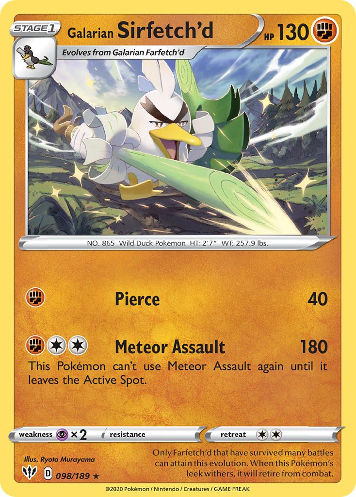 Galarian Sirfetch'd (098/189) (Cracked Ice holo) (Theme Deck Exclusive) [Sword & Shield: Darkness Ablaze] | Rock City Comics