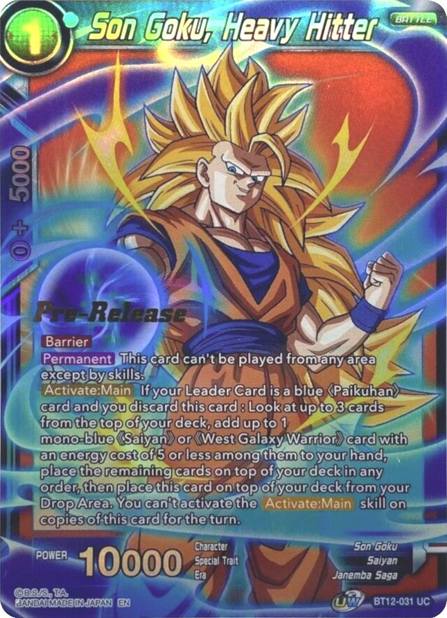 Son Goku, Heavy Hitter (BT12-031) [Vicious Rejuvenation Prerelease Promos] | Rock City Comics