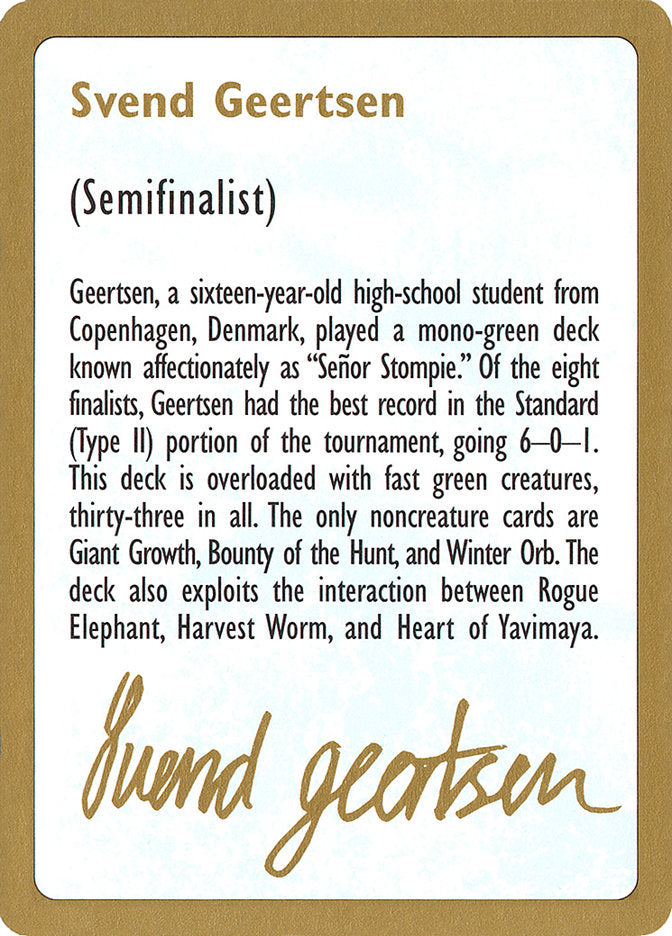 Svend Geertsen Bio [World Championship Decks 1997] | Rock City Comics