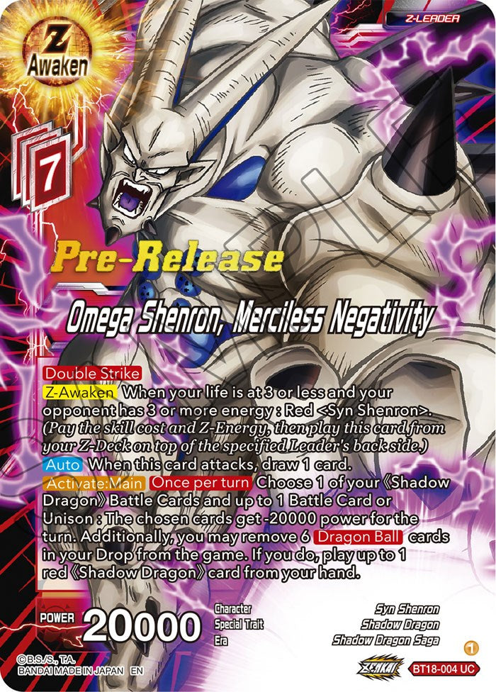 Omega Shenron, Merciless Negativity (BT18-004) [Dawn of the Z-Legends Prerelease Promos] | Rock City Comics